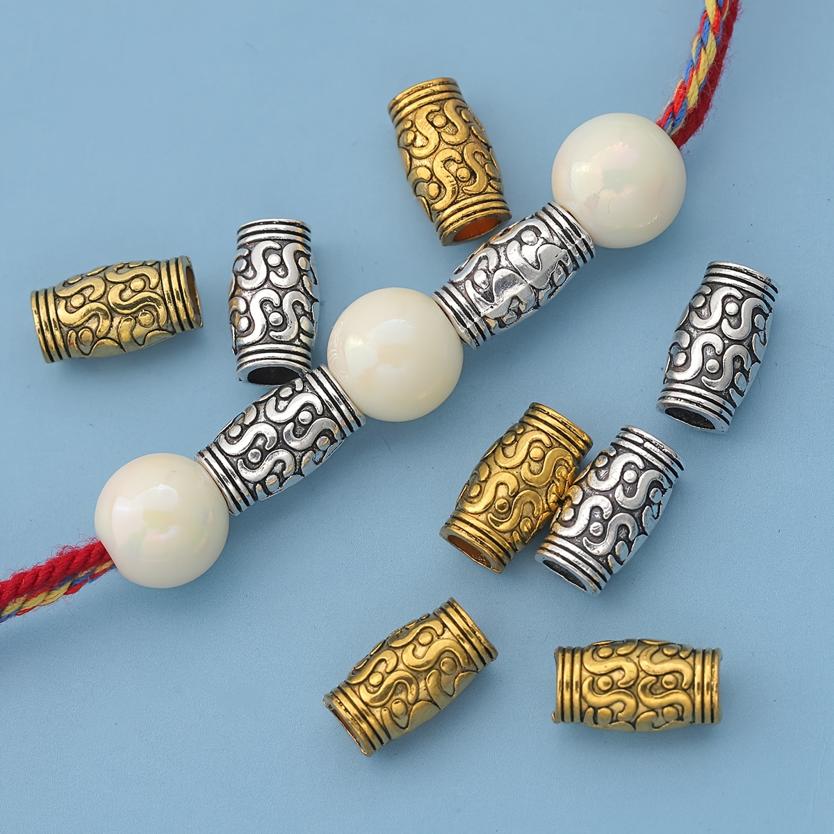 60pcs Tibetan Drum Spacer Beads for DIY Jewellery Making